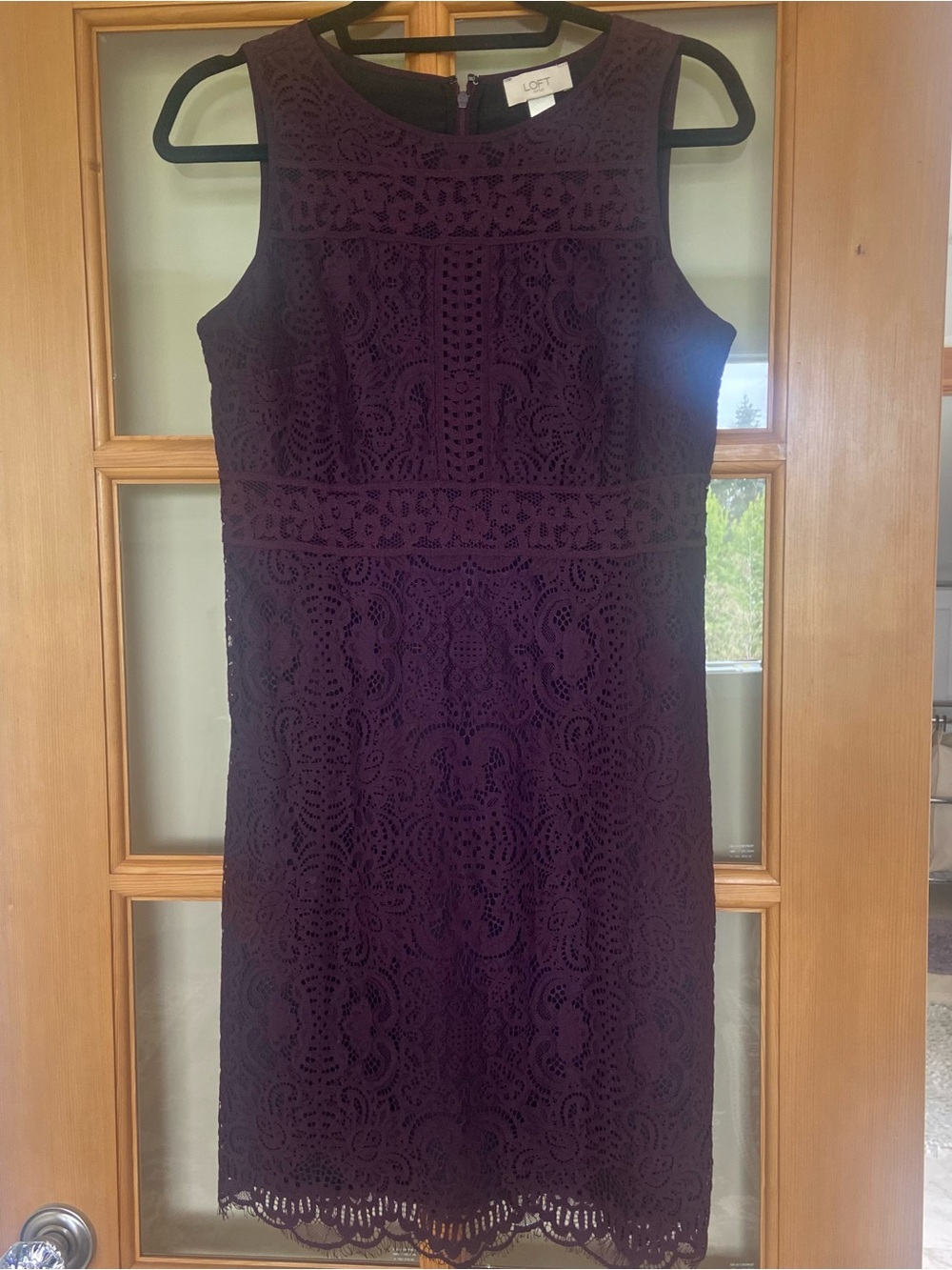 LOFT Lace Purple Midi Dress Sheath with accent lace all over! Never worn NEW!